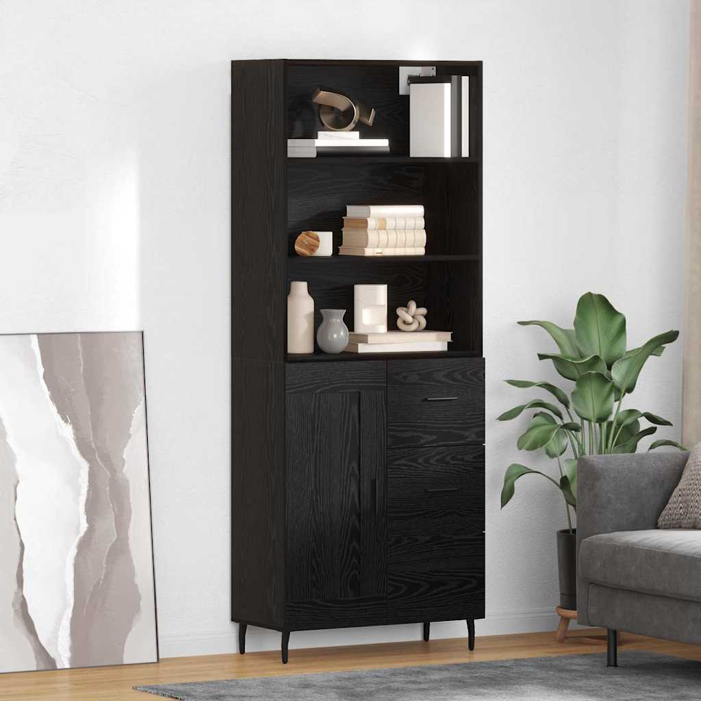 vidaXL Aparador alto 2 uds. Roble Negro 69,5 x 34 x 180 cm