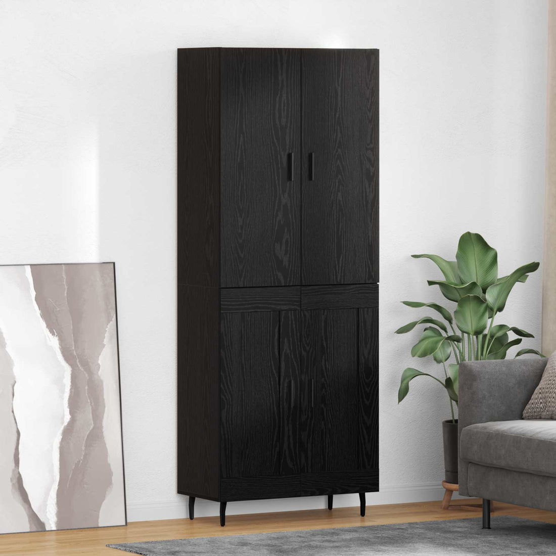 vidaXL Aparador alto 2 uds. Roble negro 69,5 x 34 x 180 cm