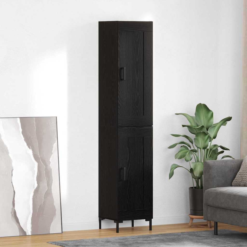 vidaXL Alacena Roble Negro 34,5 x 34 x 180 cm Madera de ingeniería