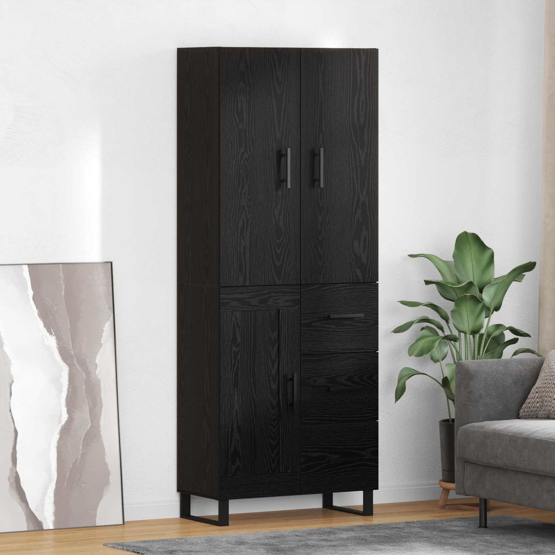 vidaXL Aparador alto 2 uds. Roble Negro 69,5 x 34 x 180 cm