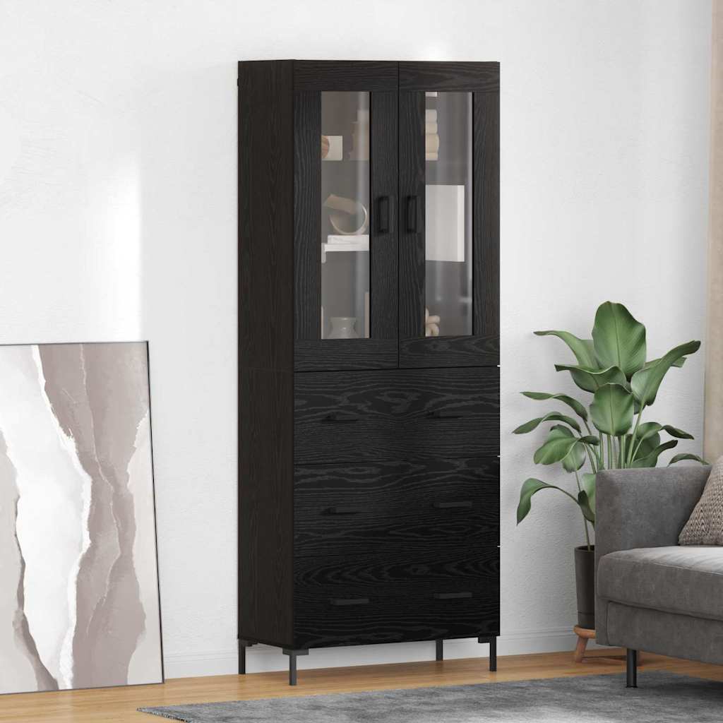 vidaXL Aparador alto 2 uds. Roble Negro 69,5 x 34 x 180 cm