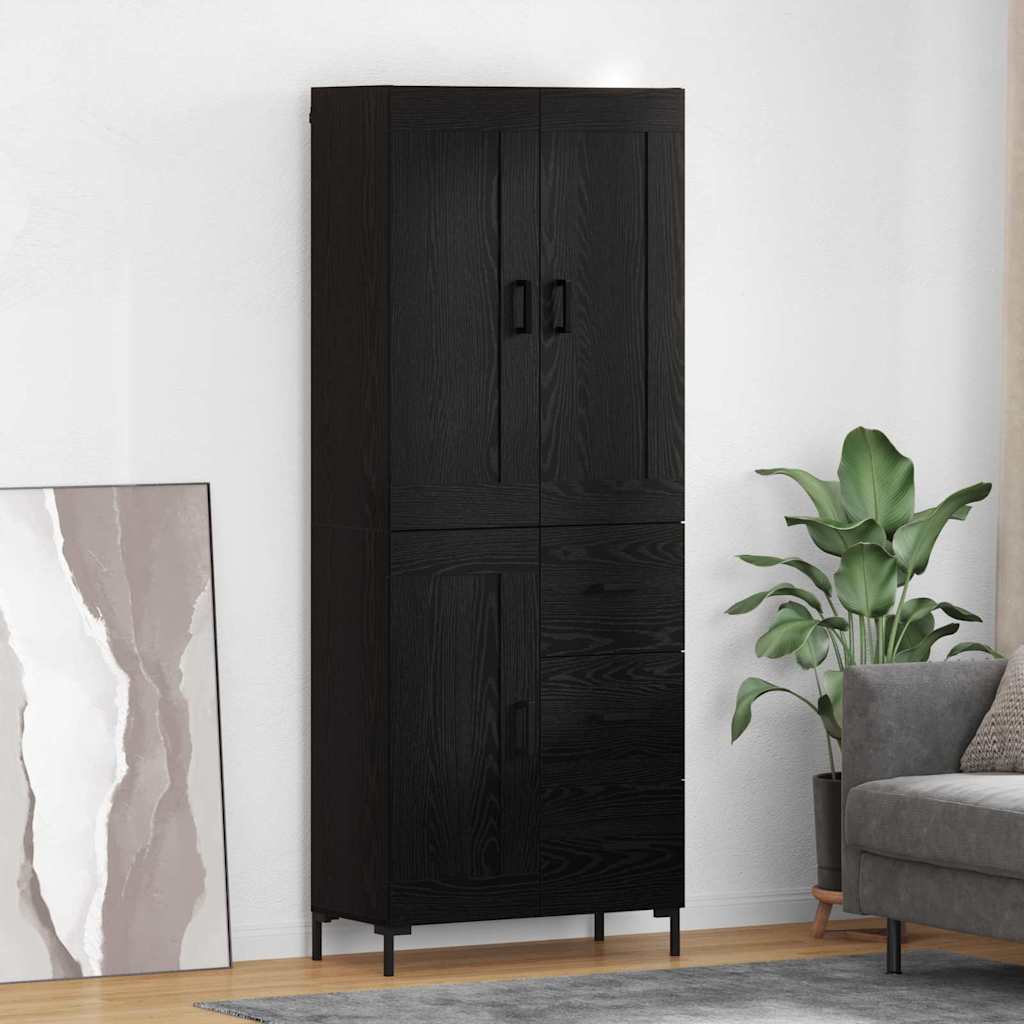 vidaXL Aparador alto 2 uds. Roble Negro 69,5 x 34 x 180 cm