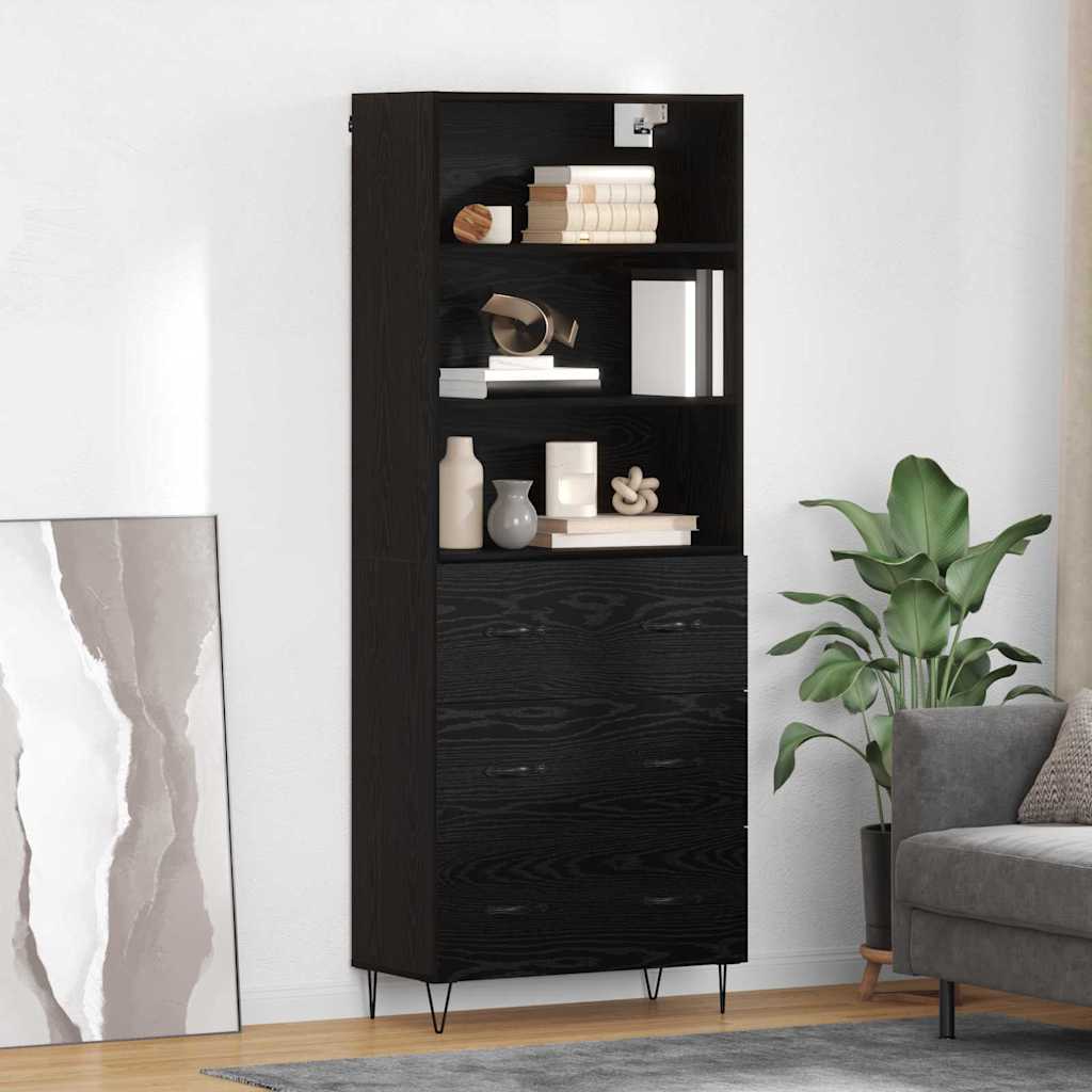 vidaXL Aparador alto 2 uds. Roble Negro 69,5 x 34 x 180 cm