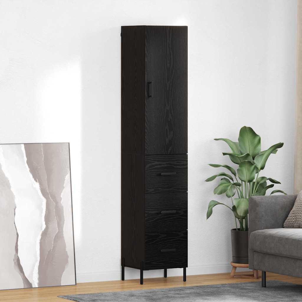 vidaXL Alacena Roble Negro 34,5 x 34 x 180 cm Madera de ingeniería
