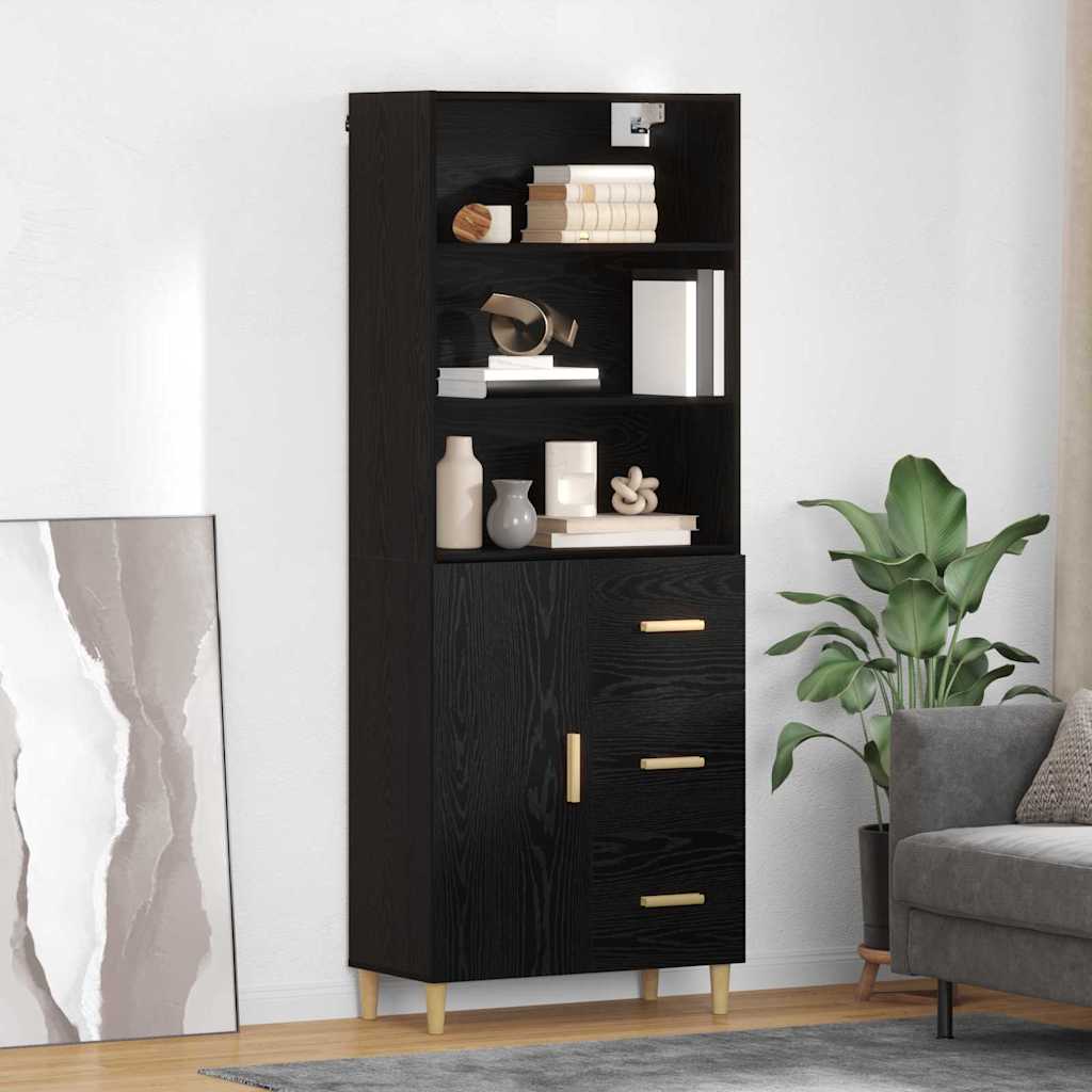 vidaXL Aparador alto Roble Negro 69,5 x 32,5 x 180 cm