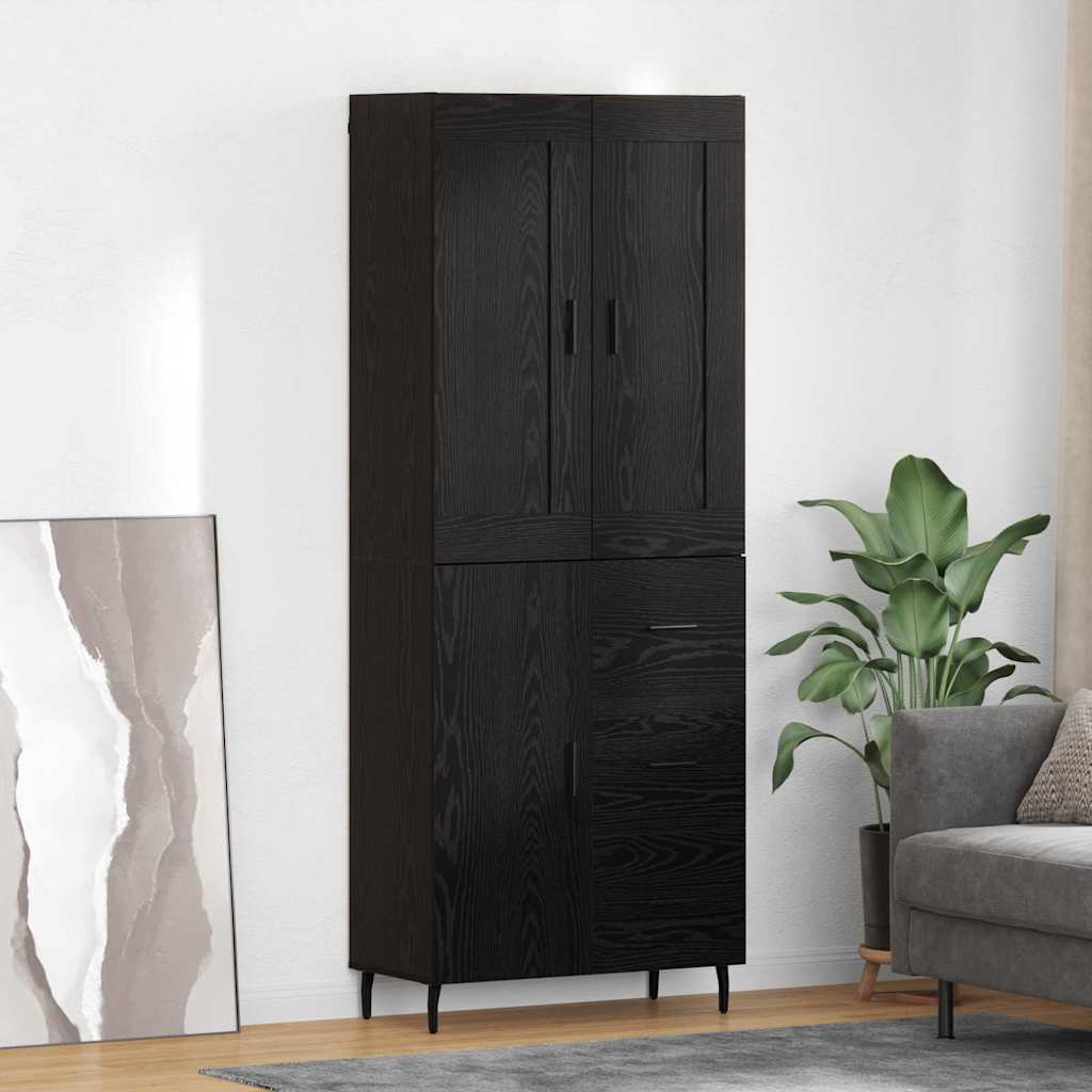vidaXL Aparador alto 2 uds. Roble Negro 69,5 x 34 x 180 cm