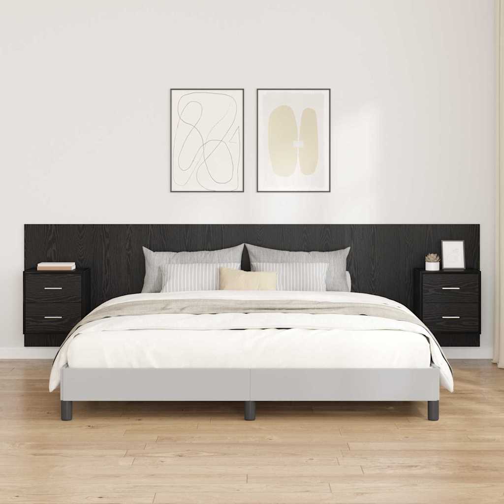 vidaXL Cabecero con Mueble 3 uds. Roble Negro Madera de ingeniería