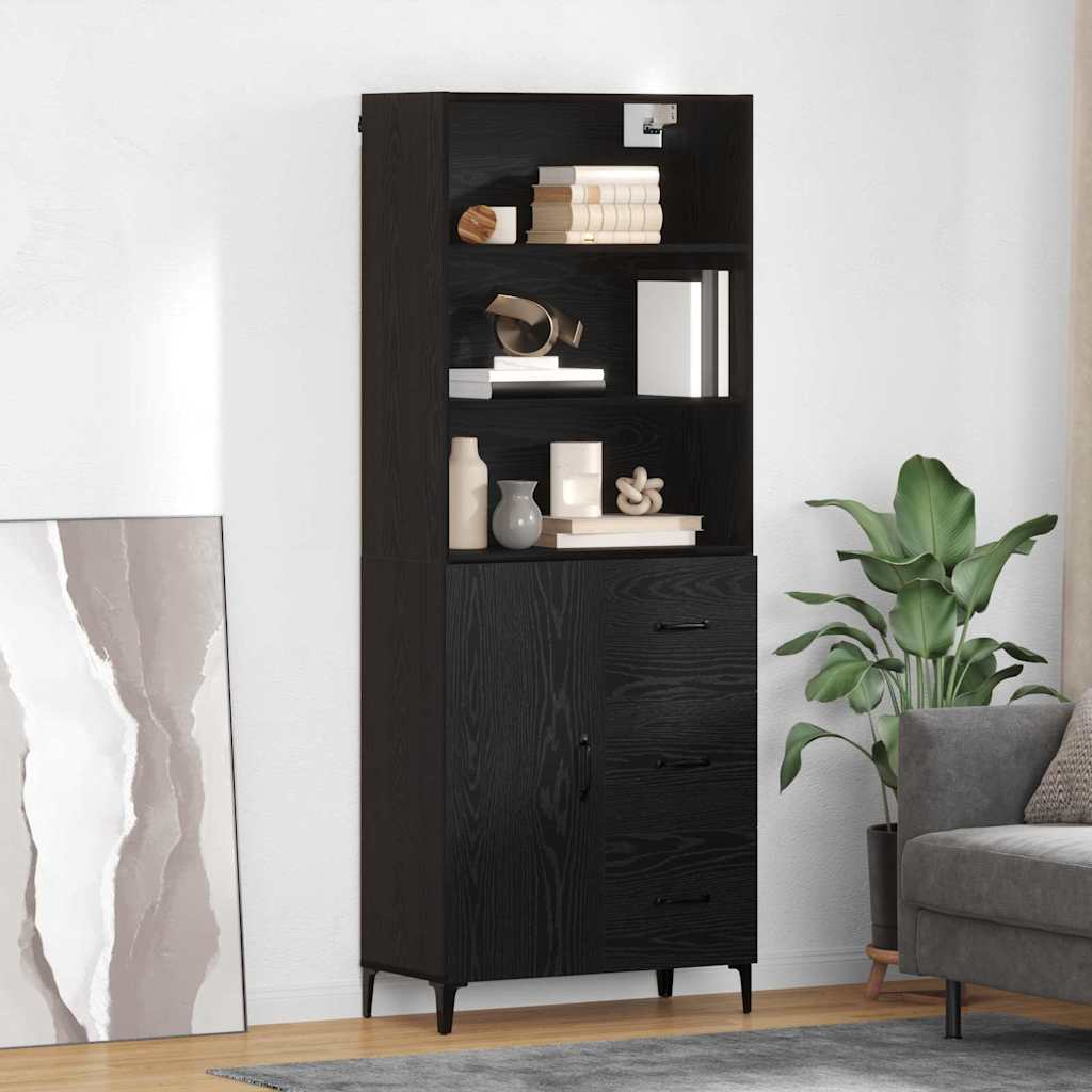 vidaXL Aparador alto Roble Negro 69,5 x 34 x 180 cm