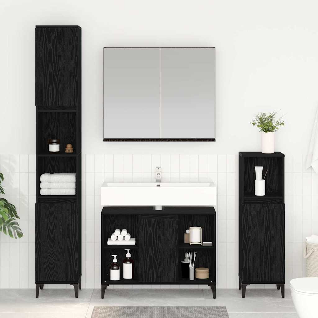 vidaXL Juego de muebles de baño 3 uds. Roble negro
