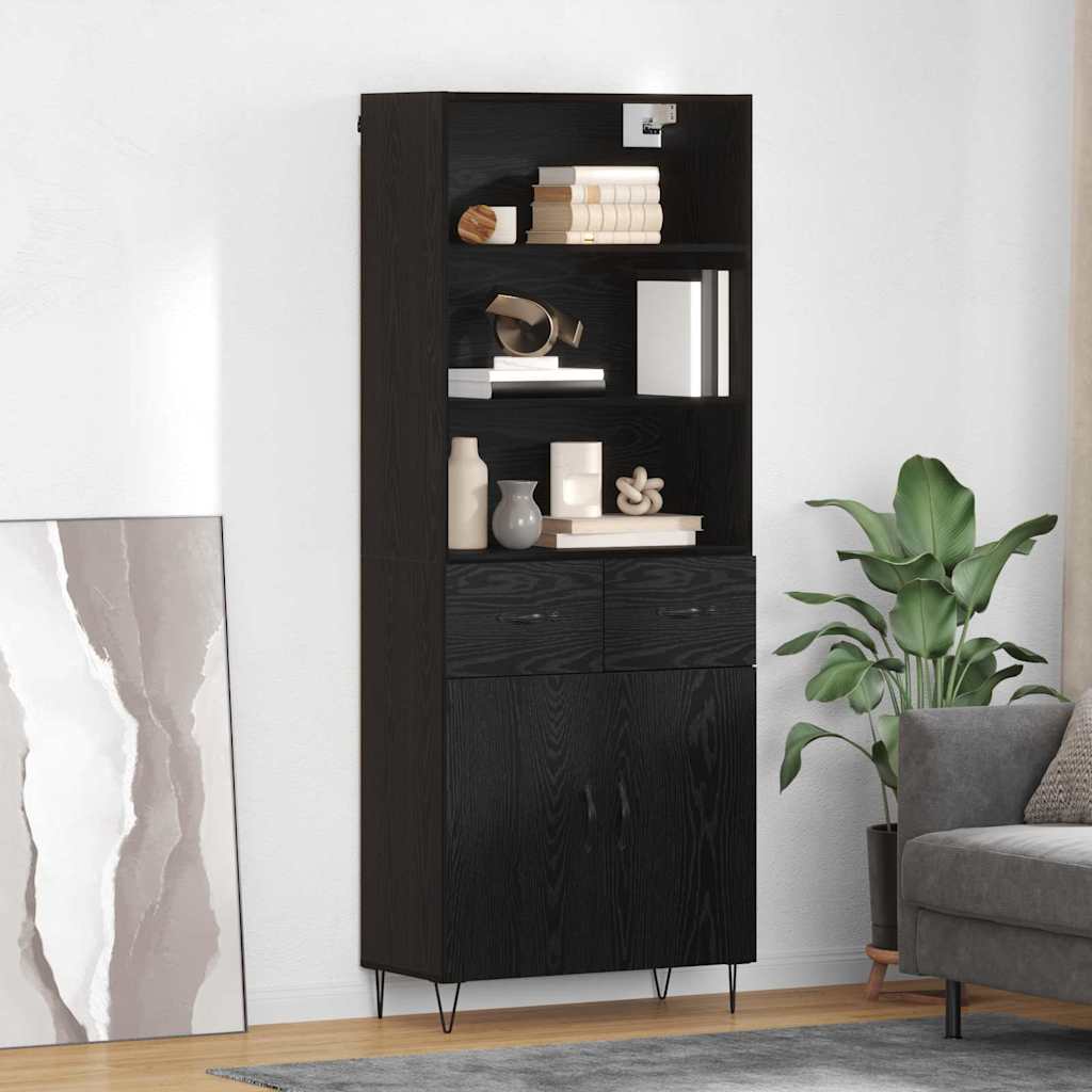 vidaXL Aparador alto 2 uds. Roble Negro 69,5 x 34 x 180 cm