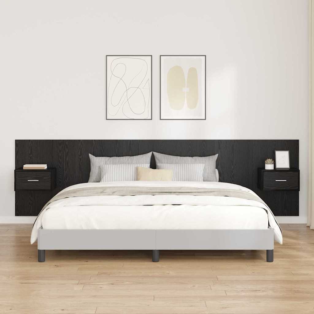 vidaXL Cabecero con Mueble 3 uds. Roble Negro Madera de ingeniería