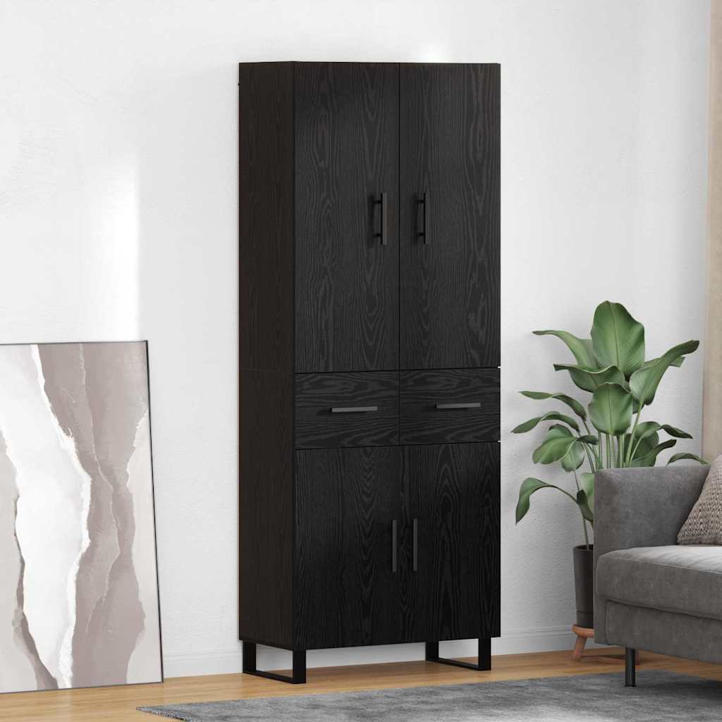 vidaXL Aparador alto 2 uds. Roble Negro 69,5 x 34 x 180 cm