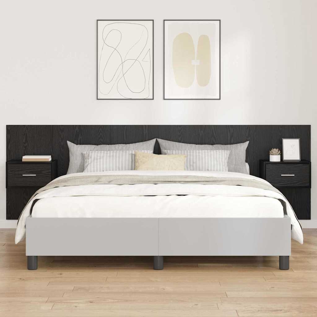 vidaXL Cabecero con Mueble 3 uds. Roble Negro Madera de ingeniería
