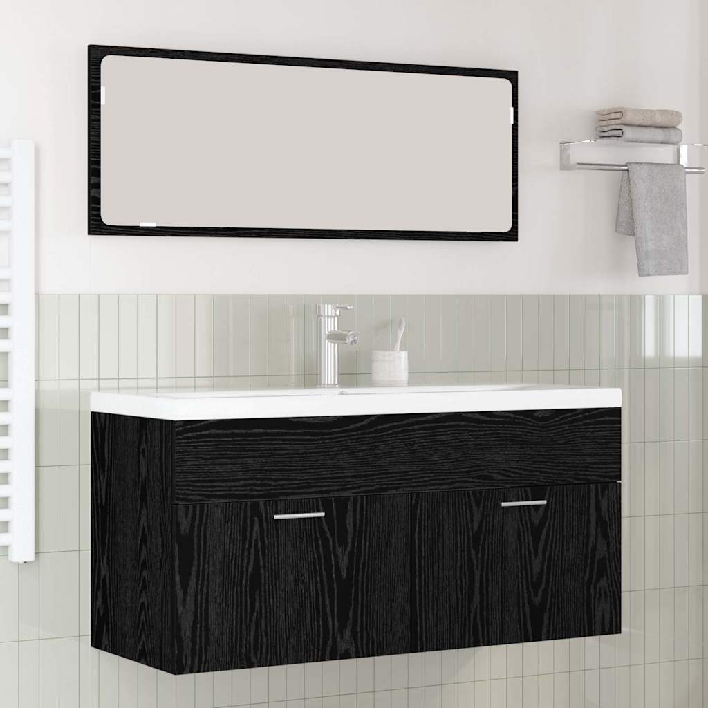 vidaXL Mueble de Cuarto de Baño Roble Negro 100 x 38,5 x 46 cm