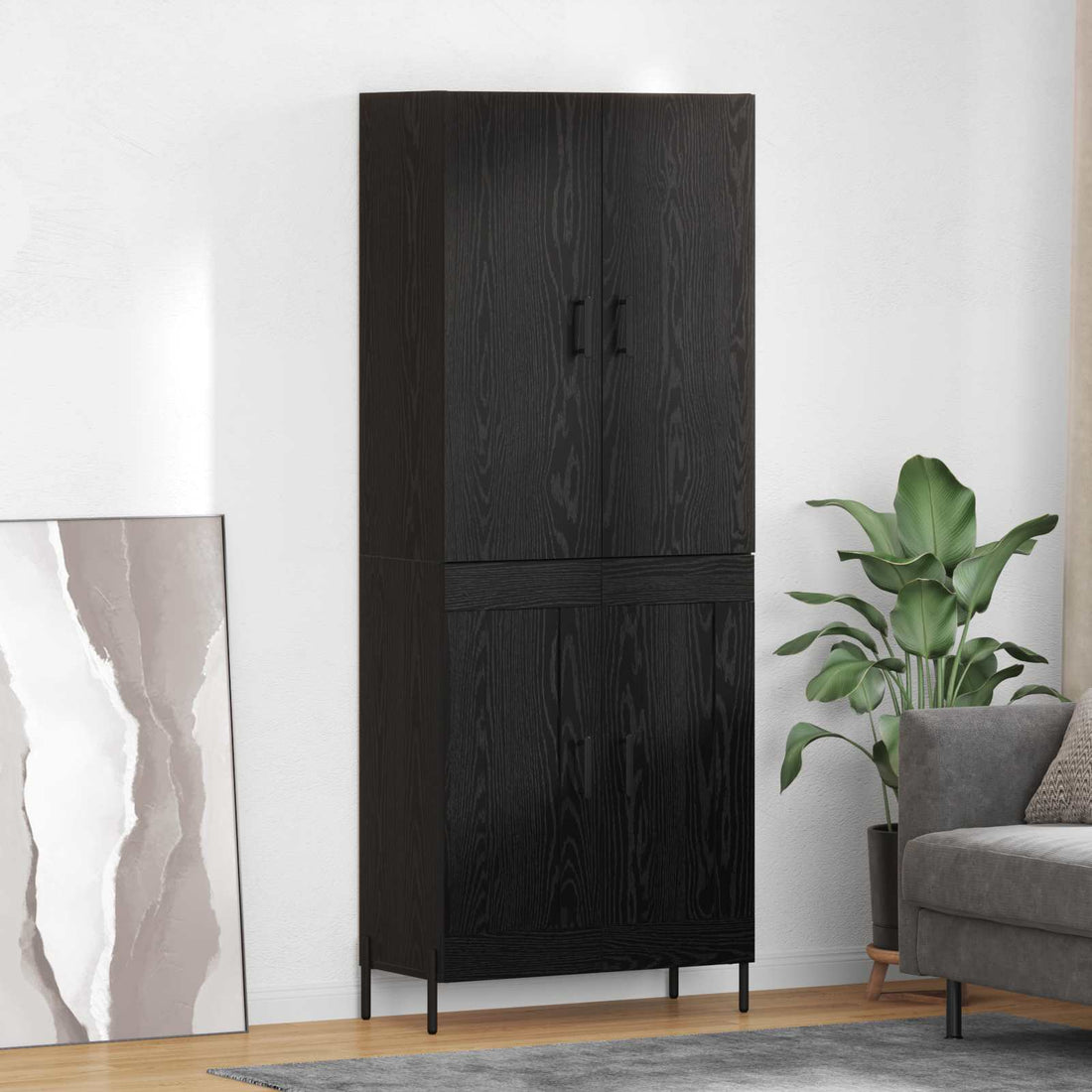 vidaXL Alacena Roble Negro 69,5 x 34 x 180 cm Madera de ingeniería