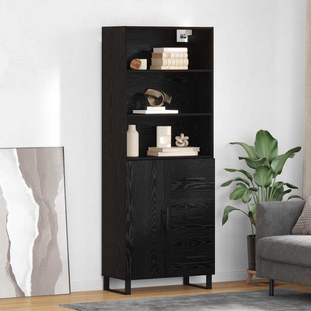vidaXL Aparador alto 2 uds. Roble Negro 69,5 x 34 x 180 cm