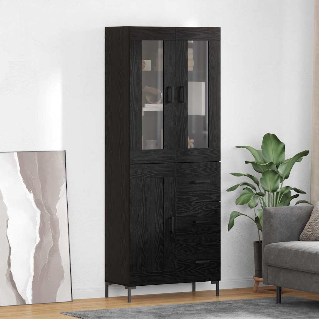vidaXL Aparador alto 2 uds. Roble Negro 69,5 x 34 x 180 cm