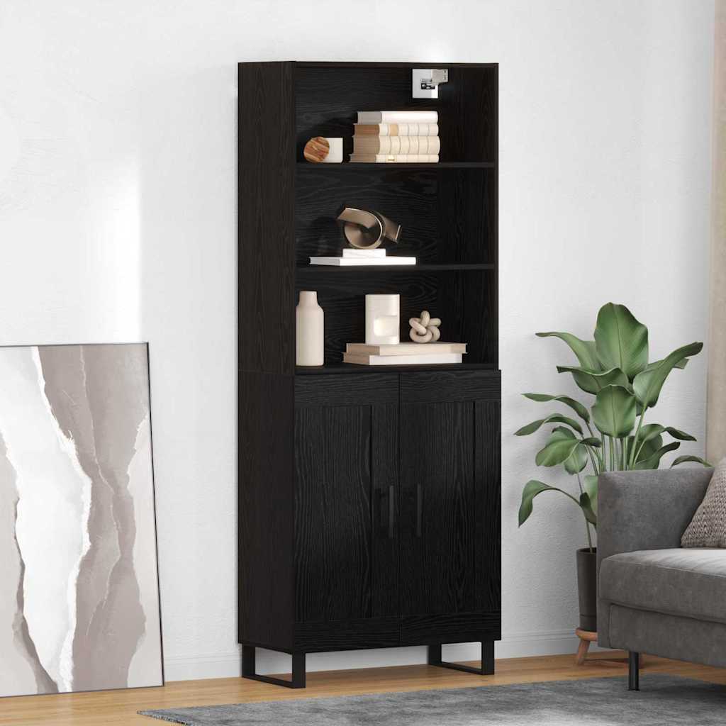 vidaXL Aparador alto 2 uds. Roble Negro 69,5 x 34 x 180 cm
