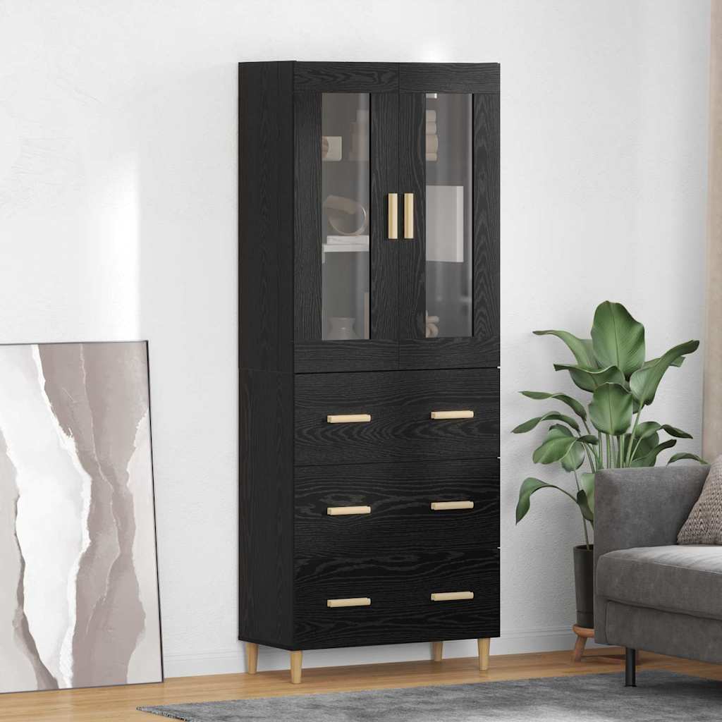 vidaXL Aparador alto con cajón Roble Negro 69,5 x 34 x 180 cm