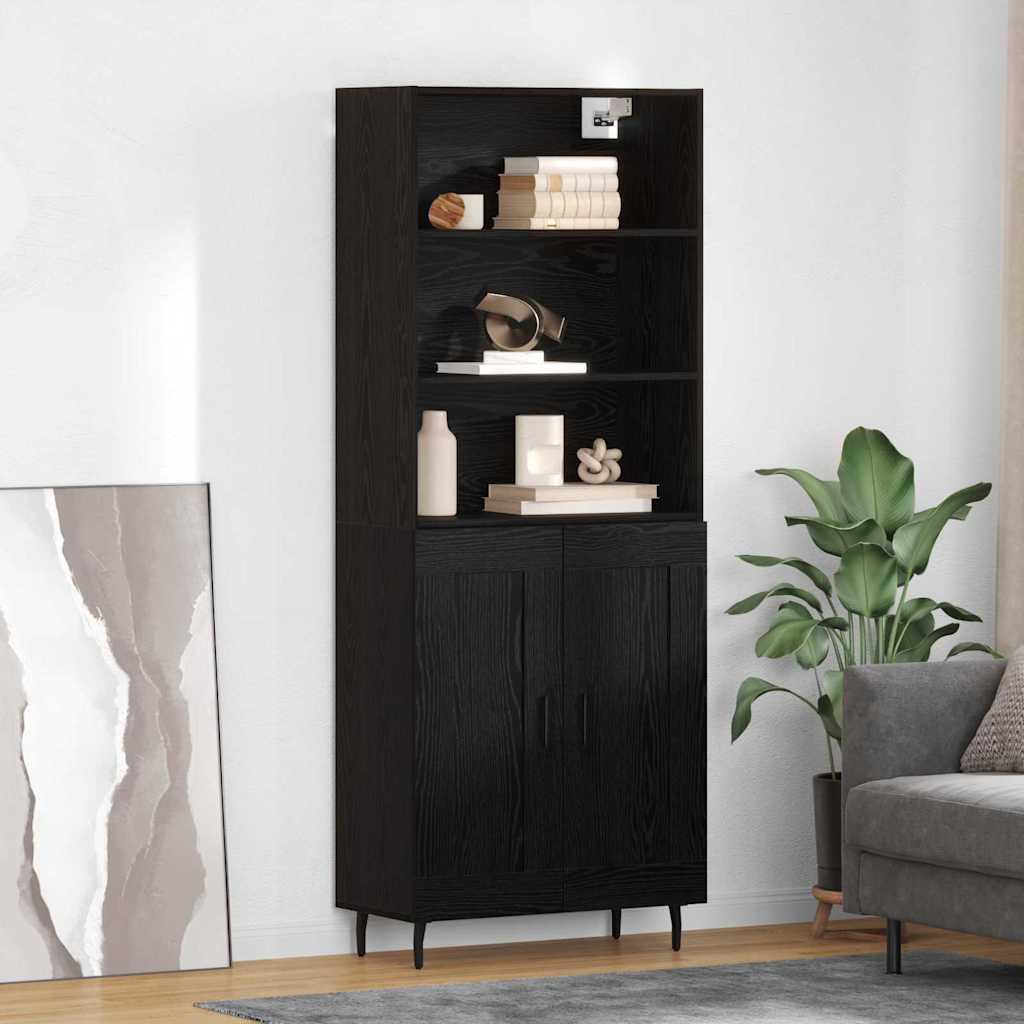vidaXL Aparador alto 2 uds. Roble Negro 69,5 x 34 x 180 cm