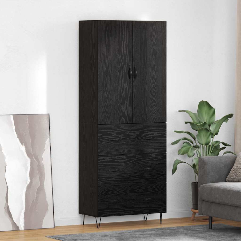 vidaXL Aparador alto 2 uds. Roble Negro 69,5 x 34 x 180 cm