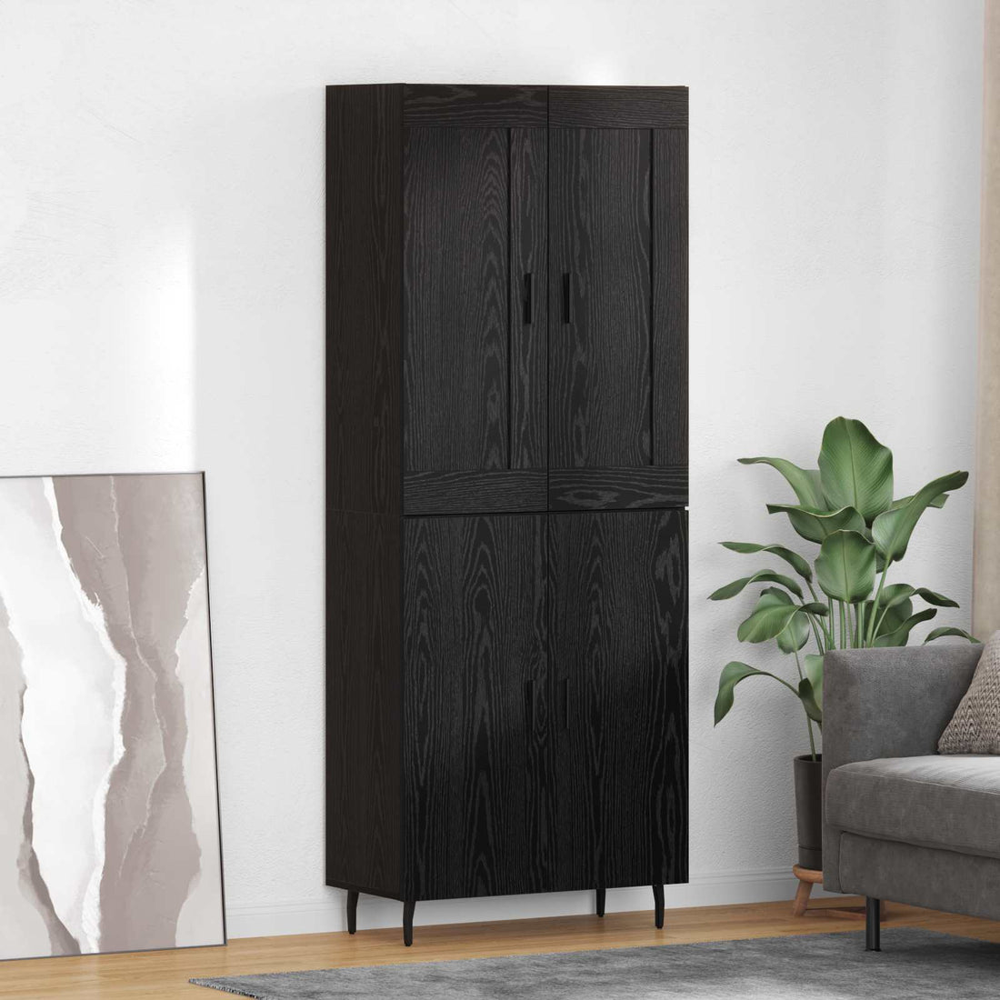 vidaXL Aparador alto 2 uds. Roble Negro 69,5 x 34 x 180 cm