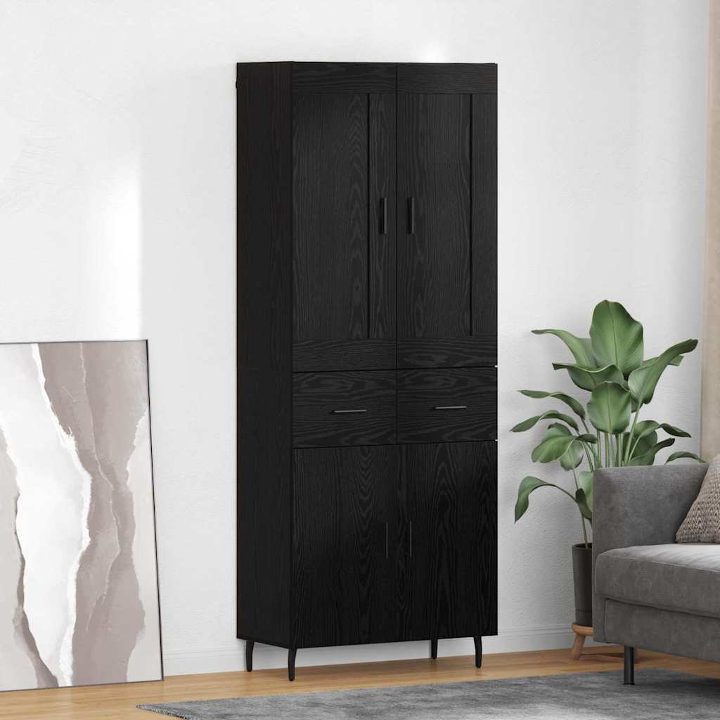 vidaXL Aparador alto 2 uds. Roble Negro 69,5 x 34 x 180 cm