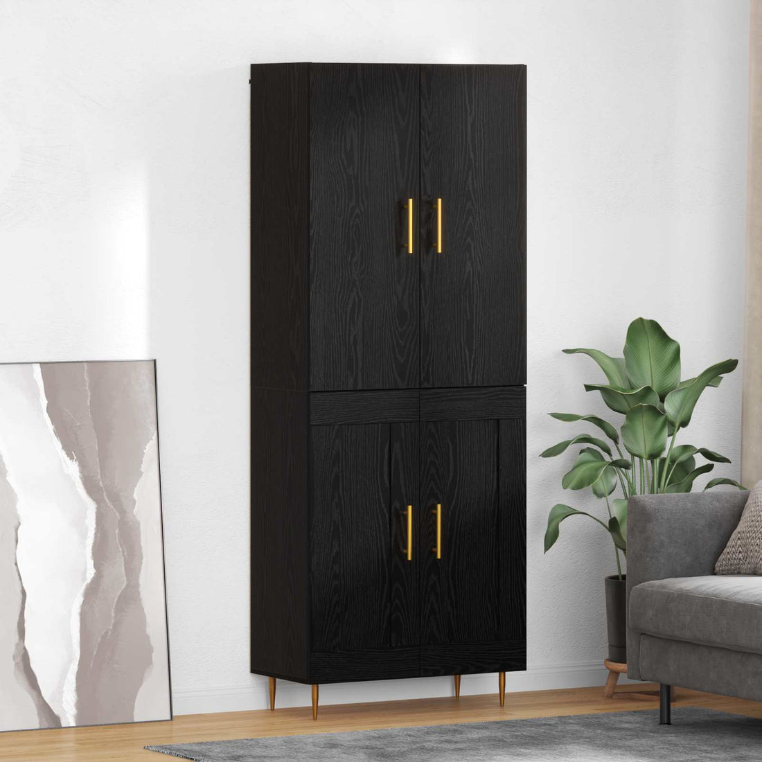 vidaXL Alacena Roble Negro 69,5 x 34 x 180 cm Madera de ingeniería