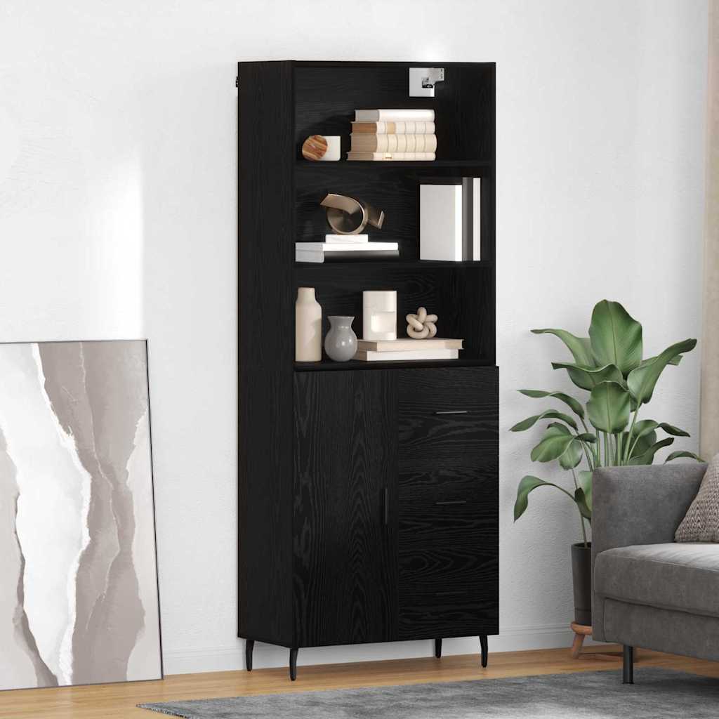 vidaXL Aparador alto 2 uds. Roble Negro 69,5 x 34 x 180 cm