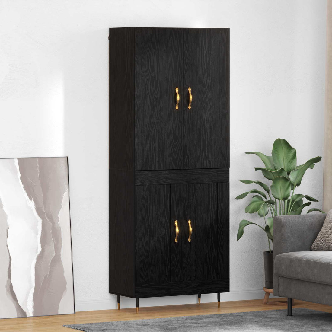 vidaXL Alacena Roble Negro 69,5 x 34 x 180 cm Madera de ingeniería