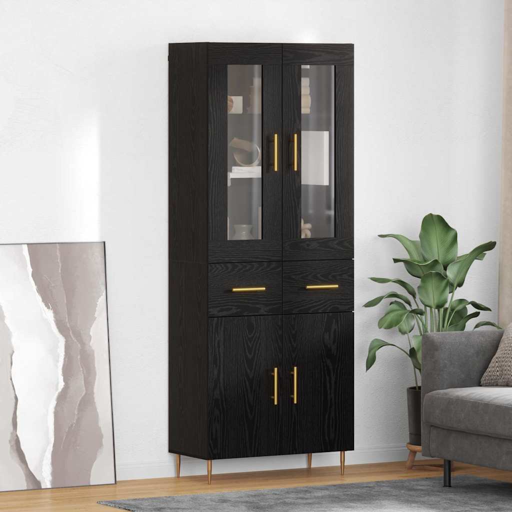 vidaXL Aparador alto 2 uds. Roble Negro 69,5 x 34 x 180 cm