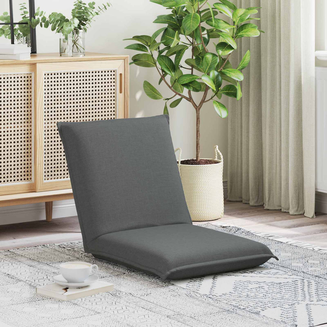 vidaXL Sillón ajustable Gris oscuro Tela