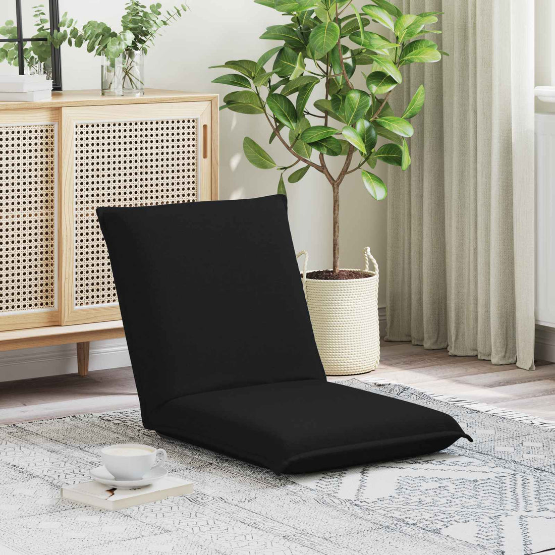 vidaXL Sillón ajustable Negro Tela