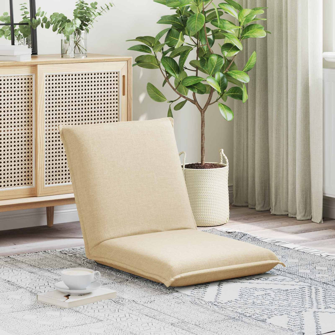 vidaXL Sillón ajustable Crema Tela