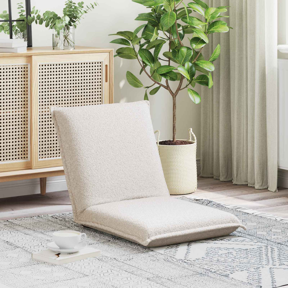 vidaXL Sillón ajustable Crema Tela de Oveja