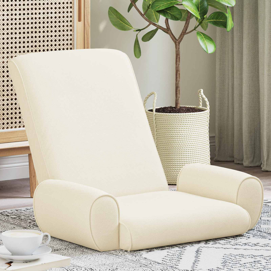 vidaXL Sillón ajustable Crema Terciopelo granuloso