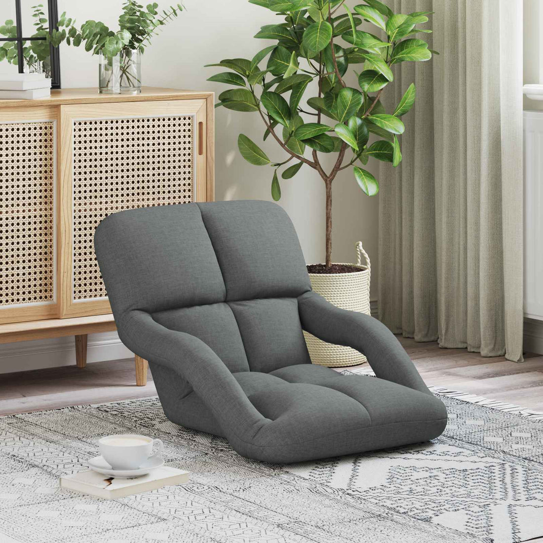 vidaXL Sillón de suelo ajustable con reposabrazos