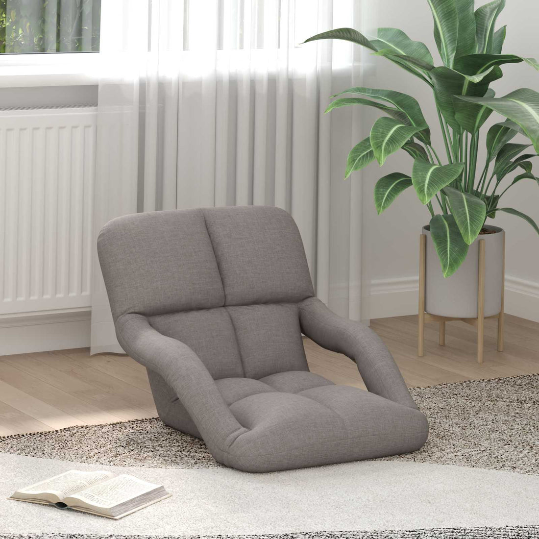 vidaXL Sillón de suelo ajustable con reposabrazos Topo Tela
