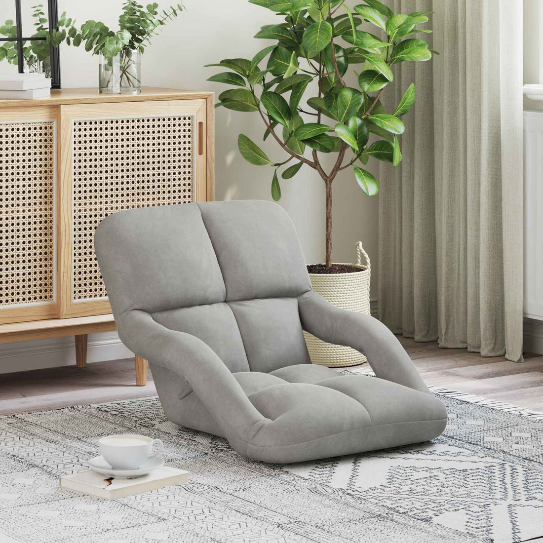 vidaXL Sillón ajustable Gris Claro Terciopelo