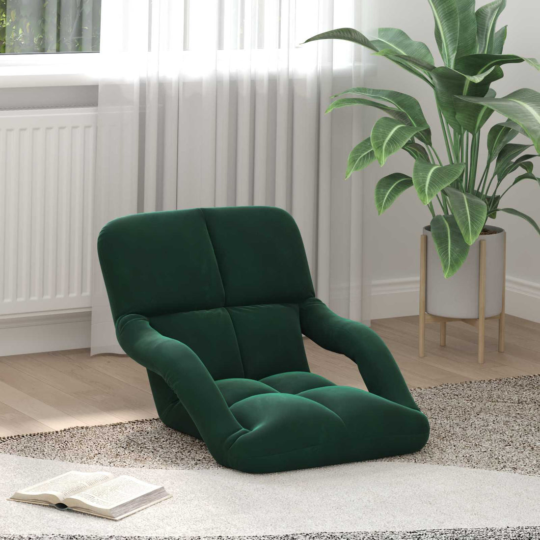 vidaXL Sillón ajustable Verde oscuro Terciopelo