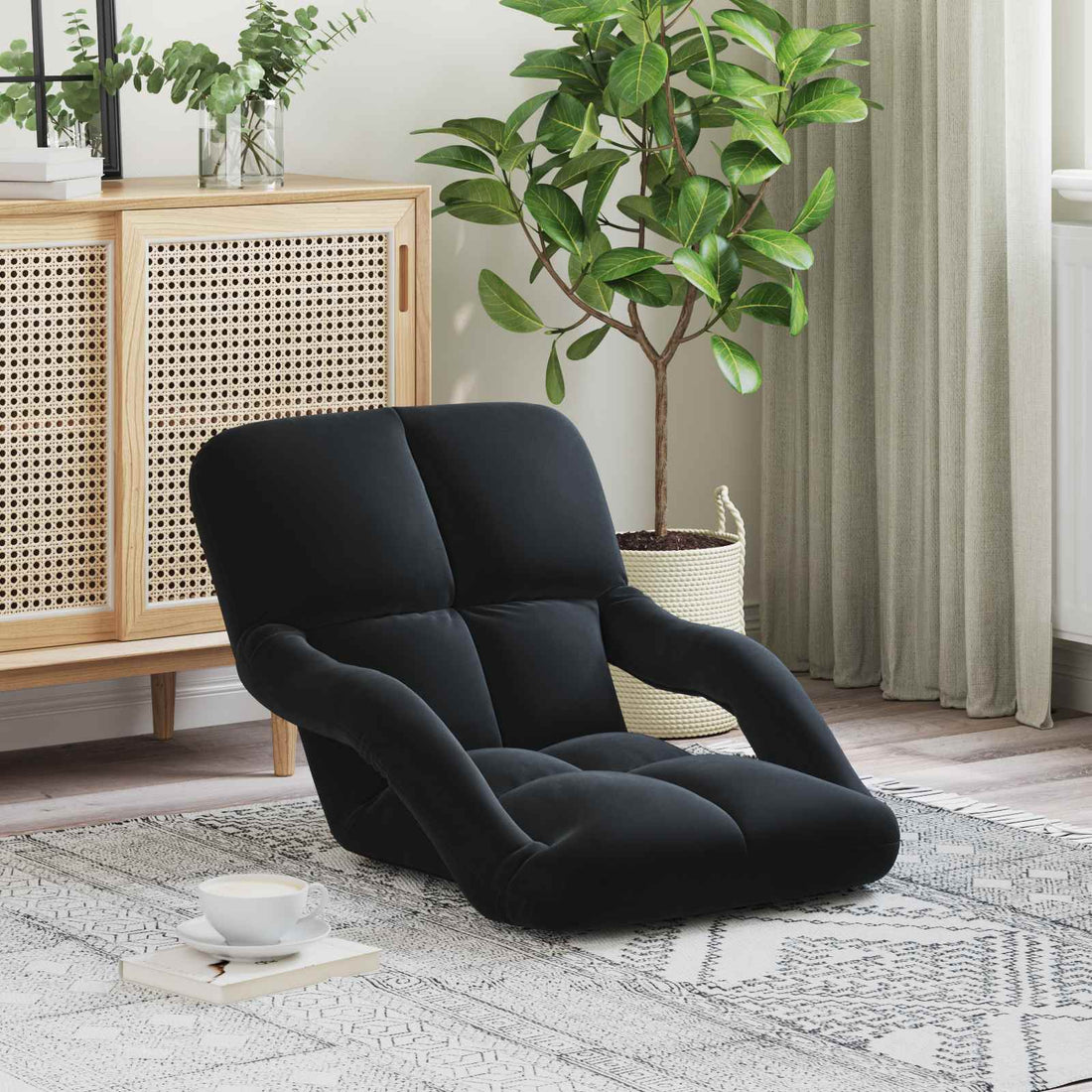 vidaXL Sillón ajustable Negro Terciopelo