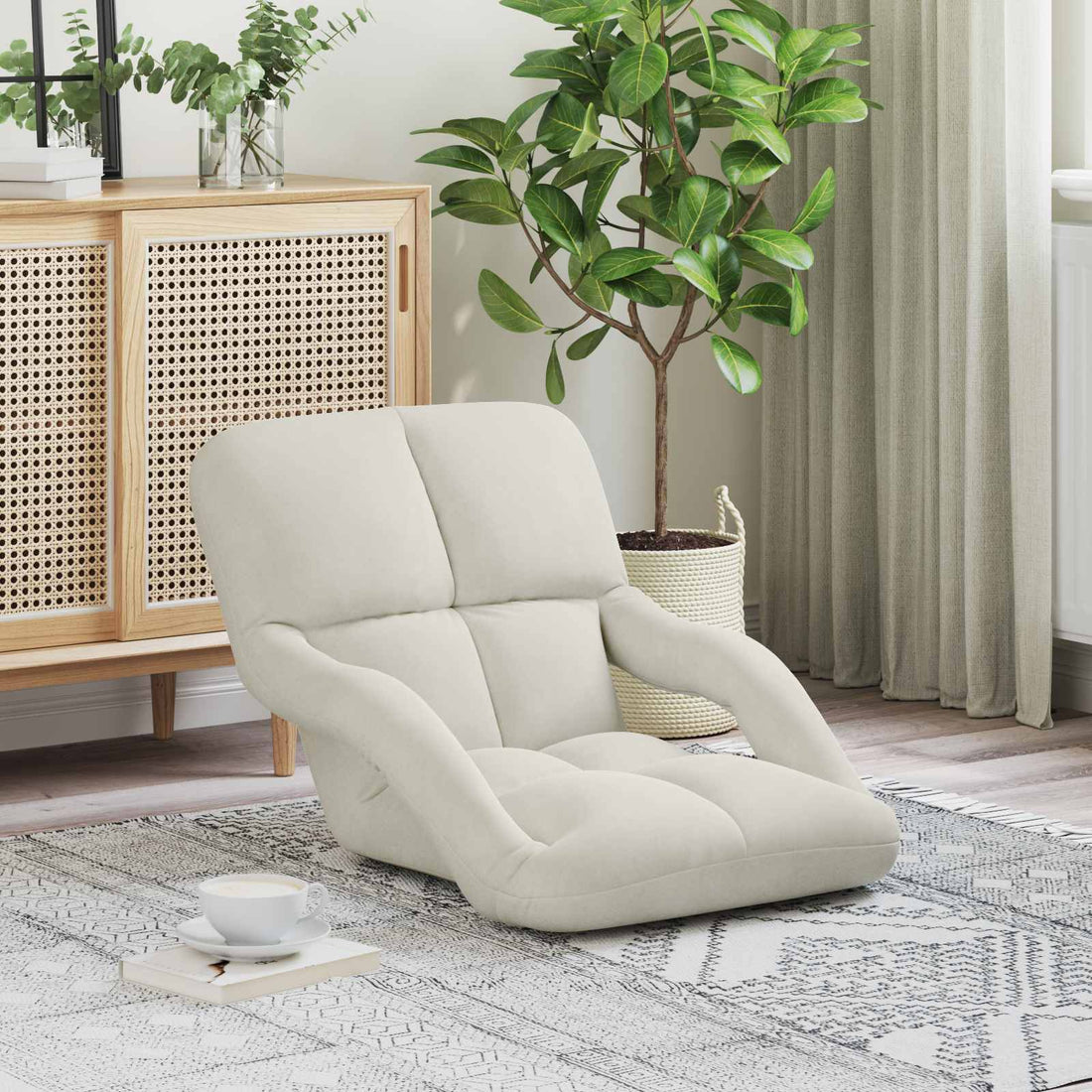 vidaXL Sillón ajustable Crema Terciopelo