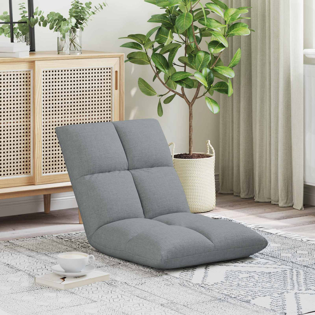 vidaXL Sillón ajustable Gris Claro Tela