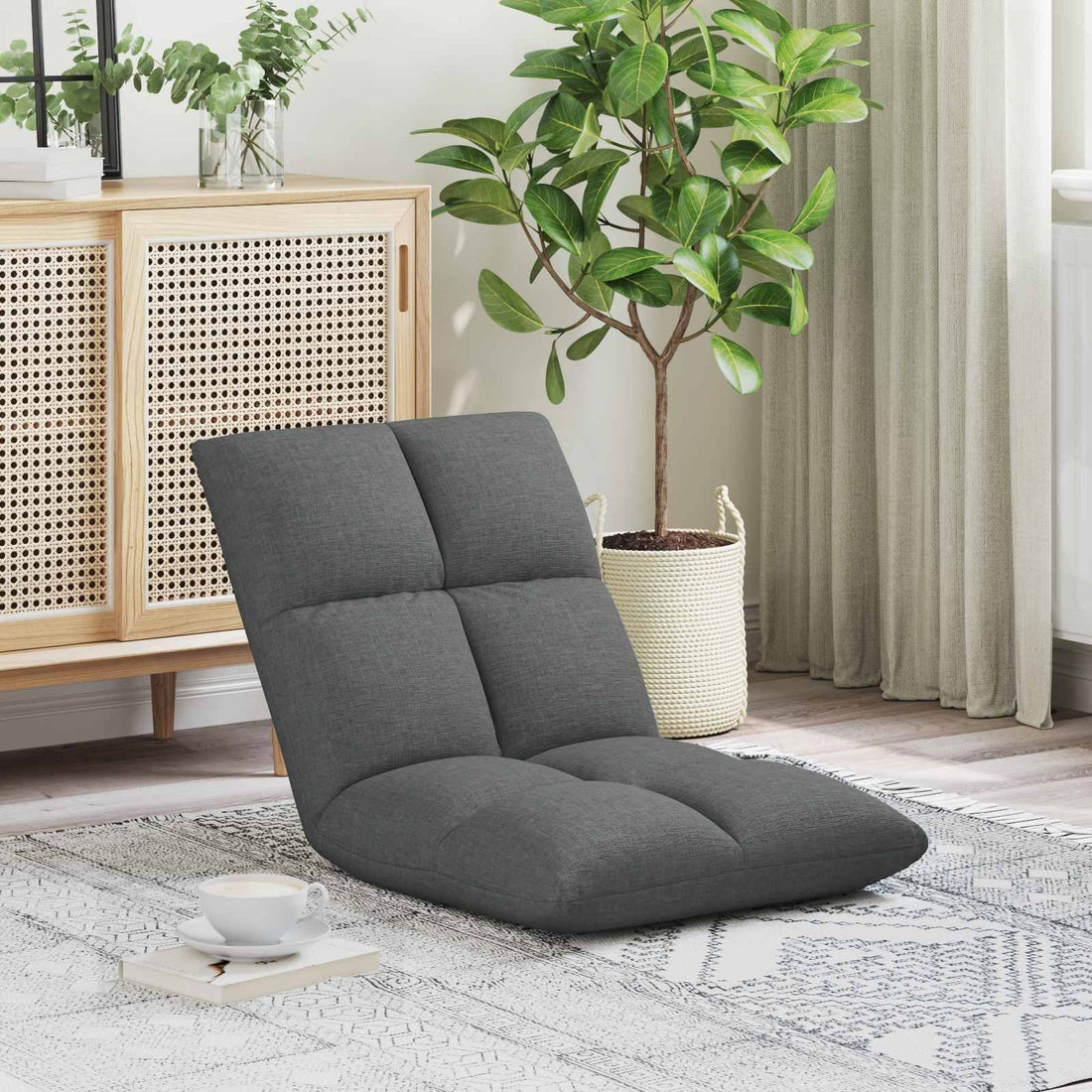 vidaXL Sillón ajustable Gris oscuro Tela