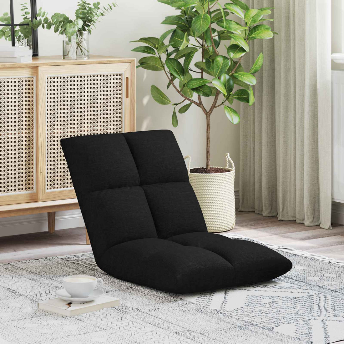 vidaXL Sillón ajustable Negro Tela