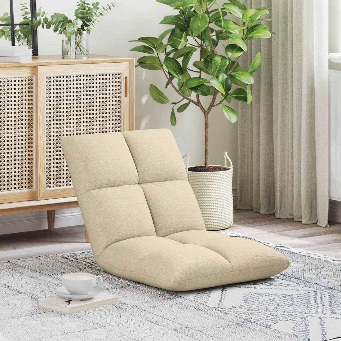 vidaXL Sillón ajustable Crema Tela