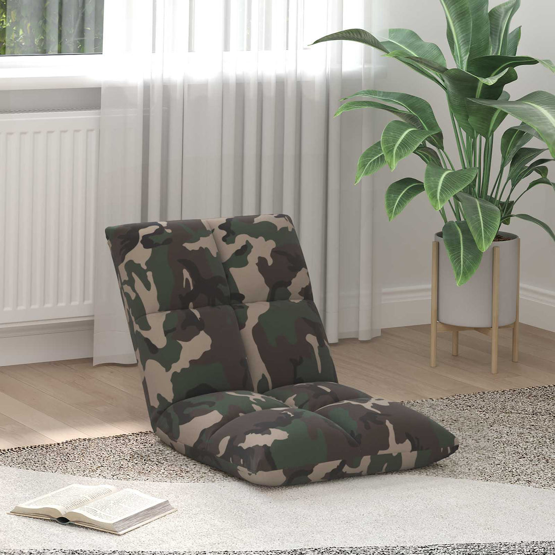 vidaXL Sillón ajustable Verde militar Tela