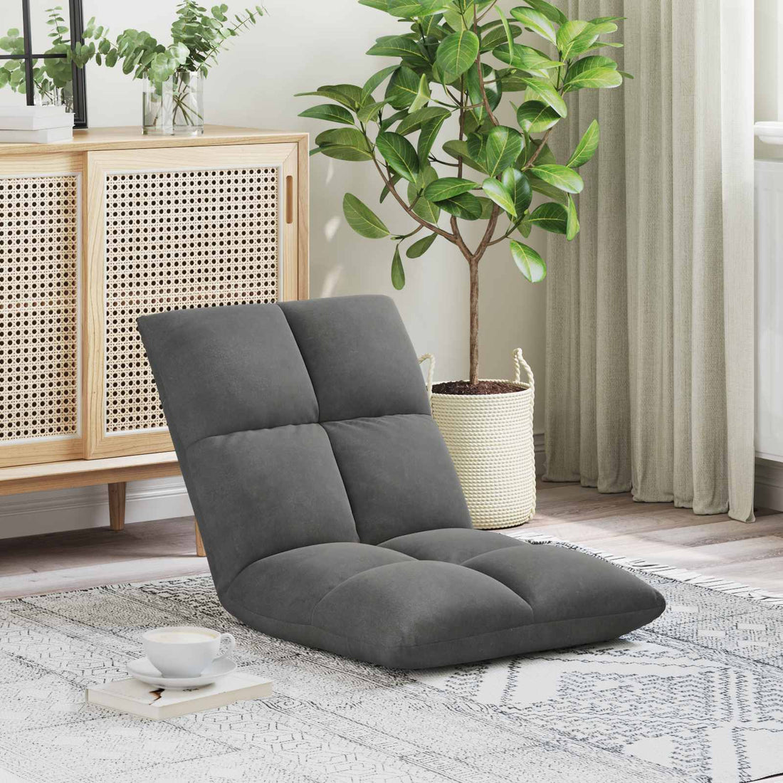 vidaXL Sillón ajustable Gris oscuro Terciopelo