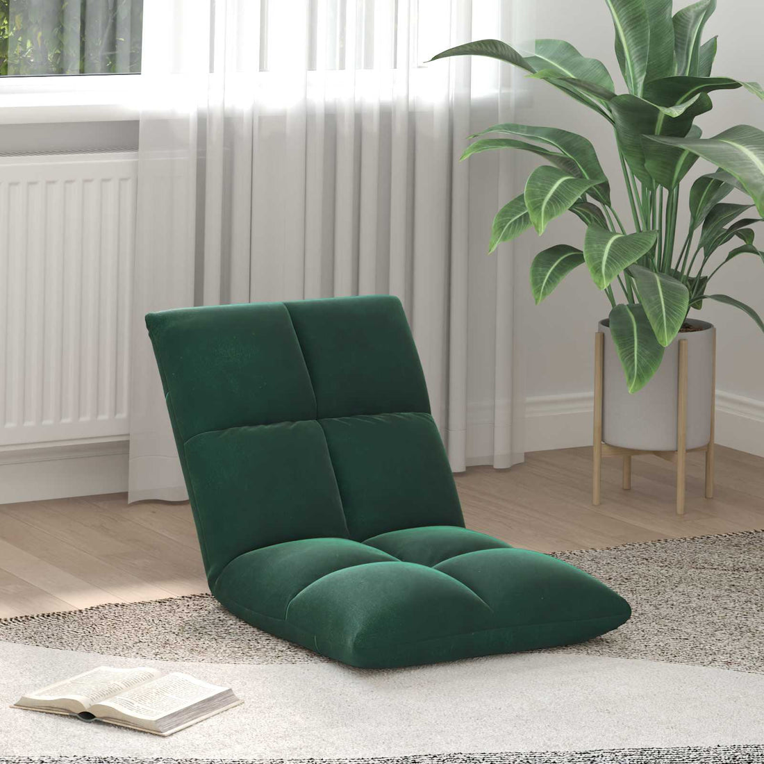vidaXL Sillón ajustable Verde oscuro Terciopelo