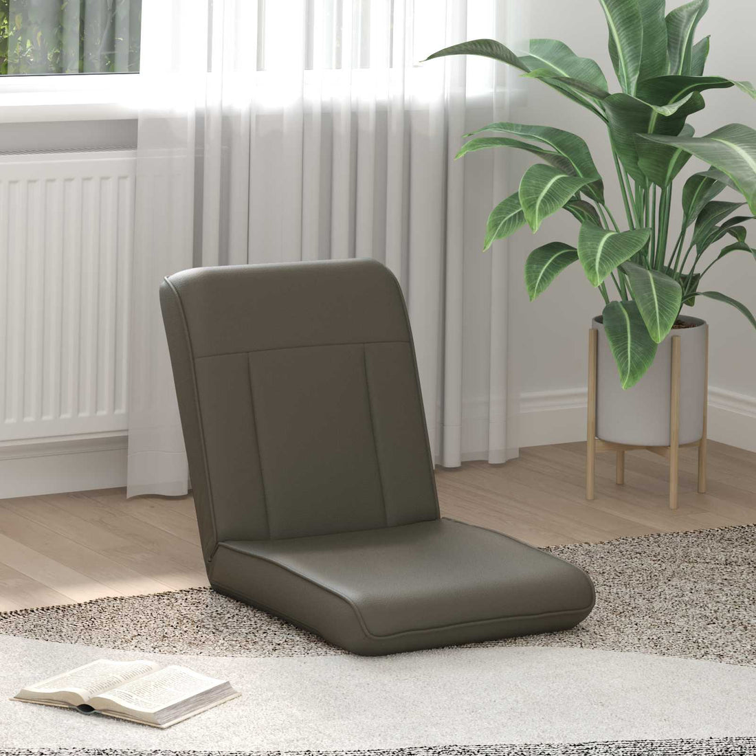 vidaXL Sillón ajustable Gris Cuero sintético